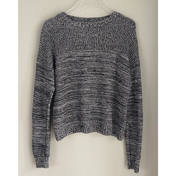 MOUSSY Free Size Textured Knit Sweater Black White 90s Y2K Relaxed Boxy Fit - Picture 1 of 6